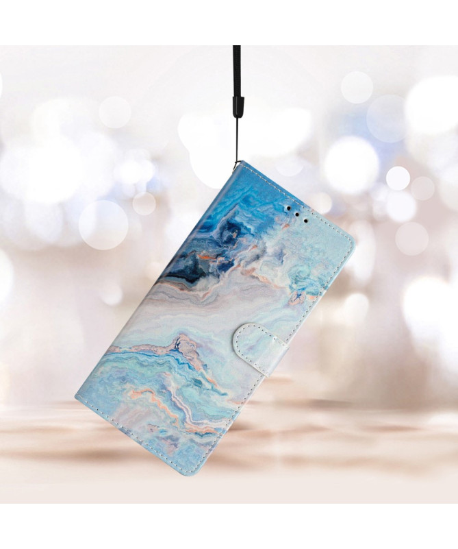 Housse iPhone 16 Pro Effet Marbre Bleu