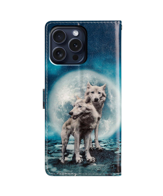 Housse iPhone 16 Pro Loups et Lune