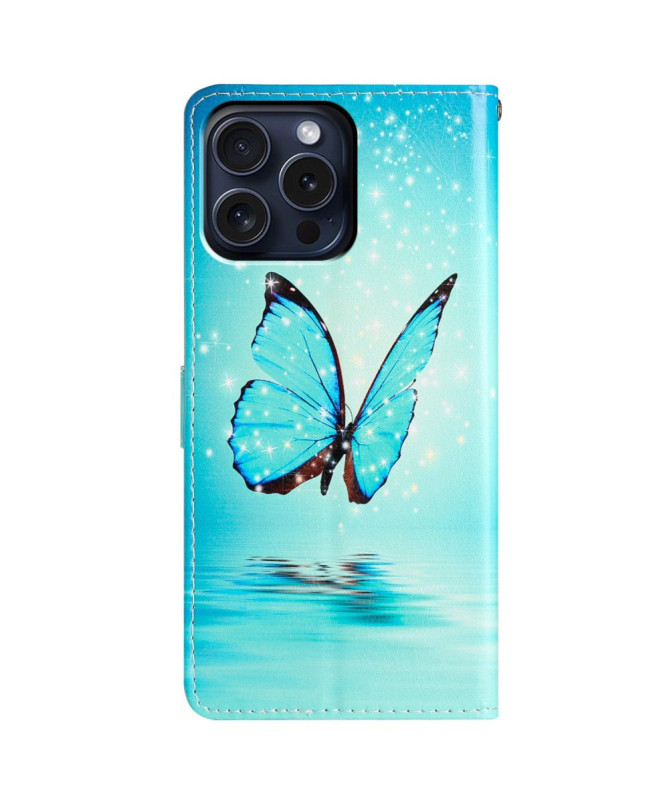 Housse iPhone 16 Pro Papillon Bleu