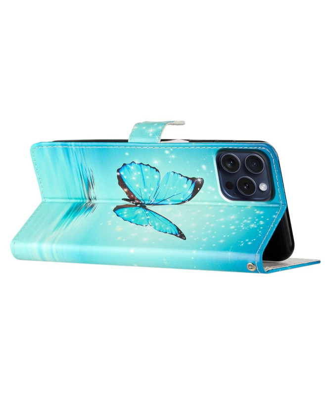 Housse iPhone 16 Pro Papillon Bleu