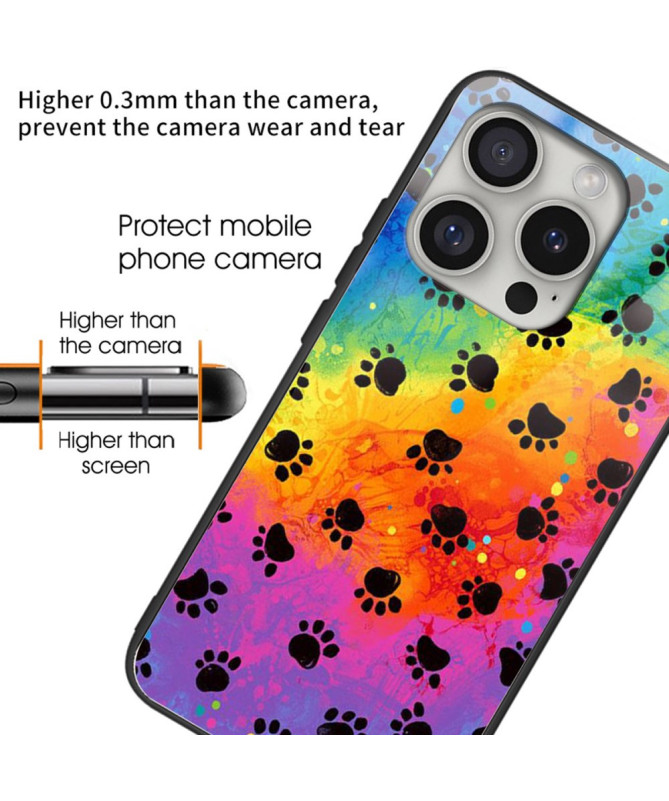 Coque iPhone 16 Pro | Verre Trempé & Empreintes Colorées