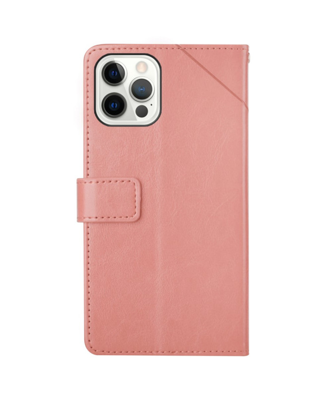 Housse iPhone 16 Pro effet cuir Y Lines à lanière