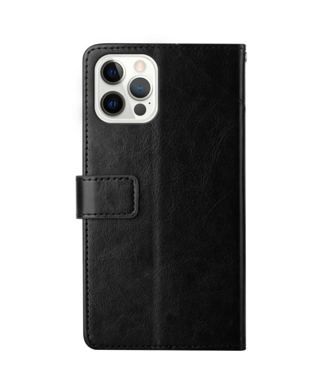 Housse iPhone 16 Pro effet cuir Y Lines à lanière