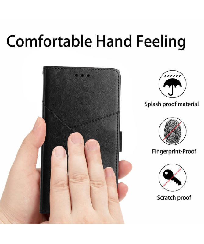 Housse iPhone 16 Pro effet cuir Y Lines à lanière