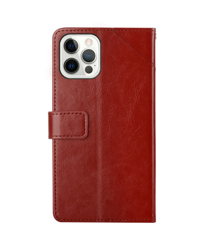 Housse iPhone 16 Pro effet cuir Y Lines à lanière