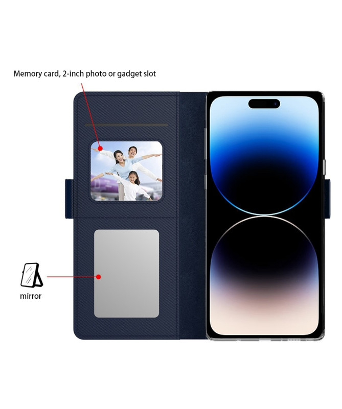 Housse iPhone 16 Pro premium porte cartes avec miroir