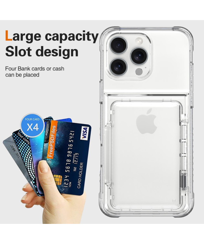 Coque iPhone 16 Pro transparente avec porte-cartes | Crystal vault