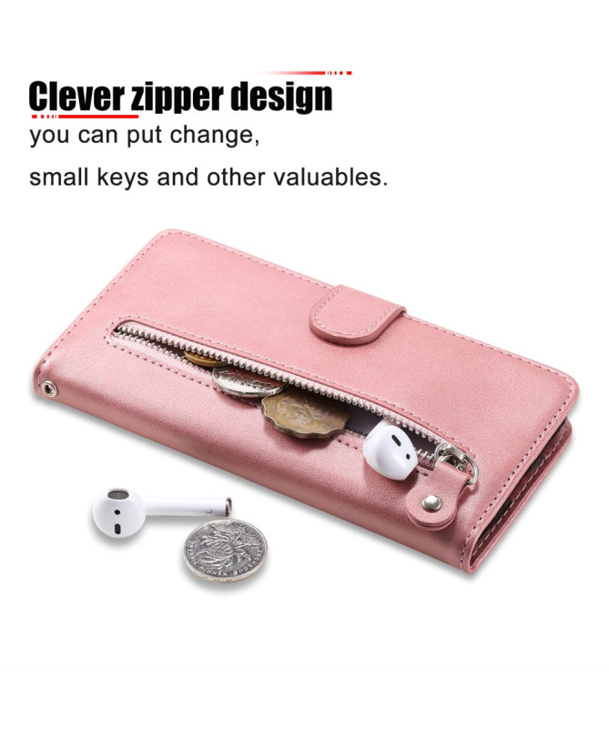 Housse iPhone 16 Pro Zipper Pocket effet cuir