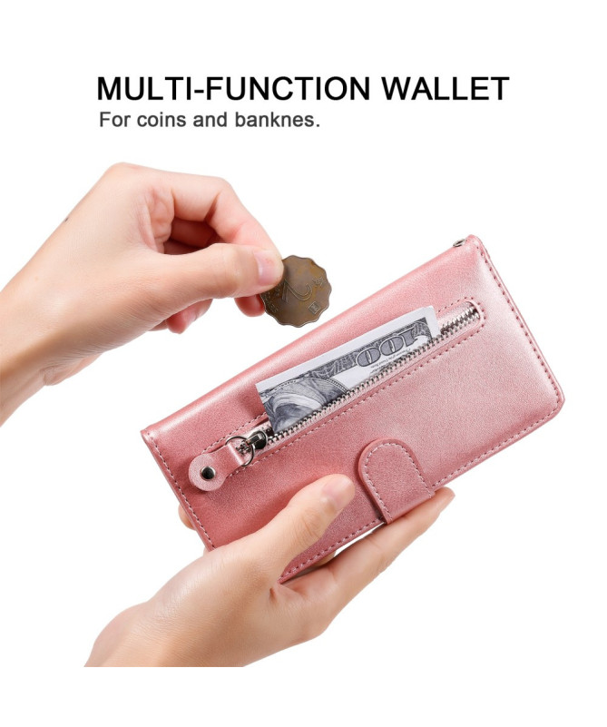 Housse iPhone 16 Pro Zipper Pocket effet cuir