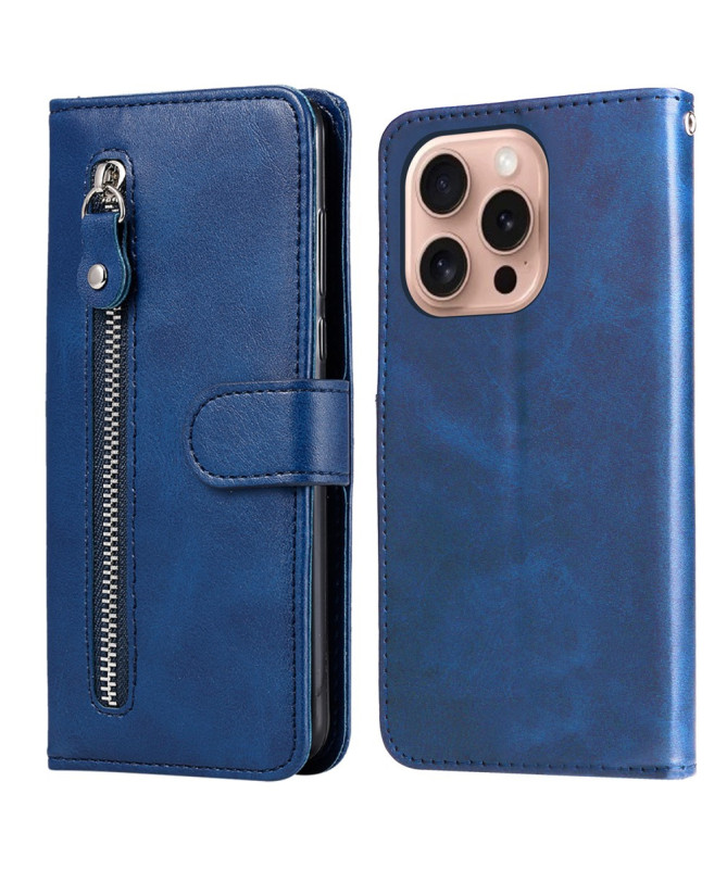 Housse iPhone 16 Pro Zipper Pocket effet cuir