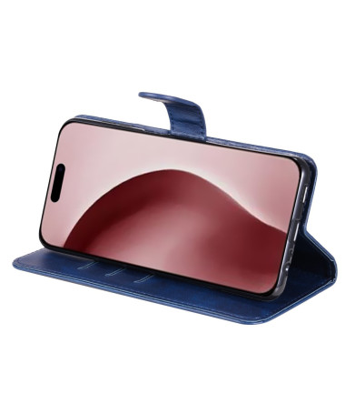 Housse iPhone 16 Pro Zipper Pocket effet cuir Bleu marine - photo 13