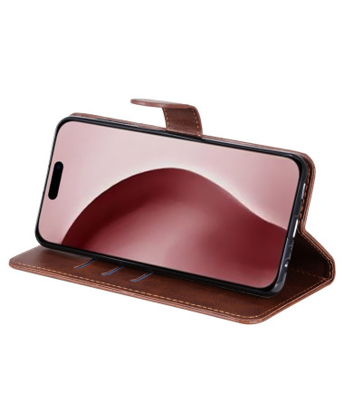 Housse iPhone 16 Pro Zipper Pocket effet cuir Marron - photo 19