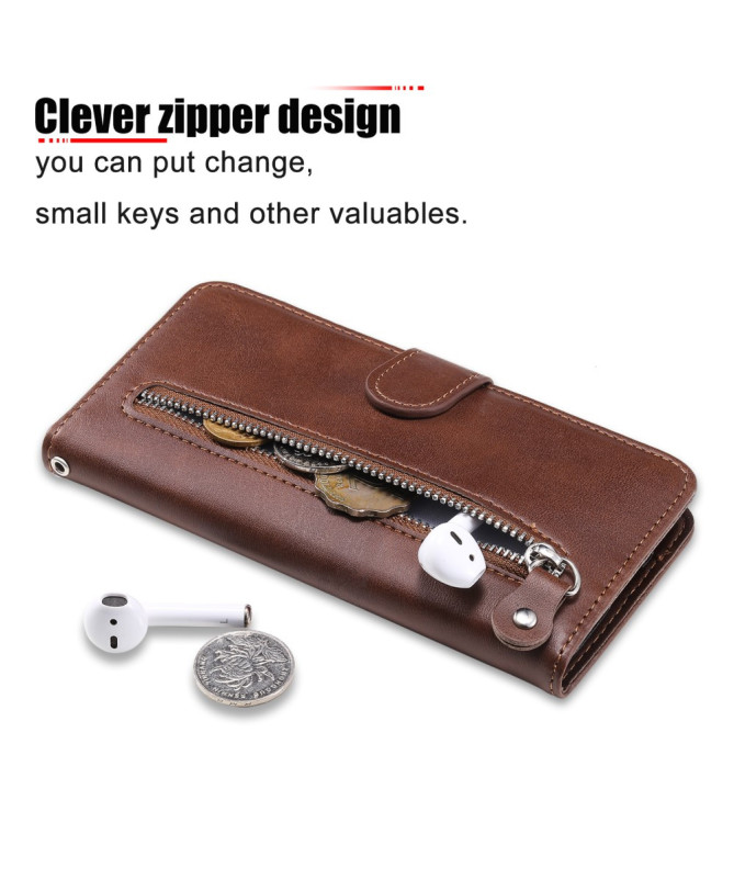 Housse iPhone 16 Pro Zipper Pocket effet cuir