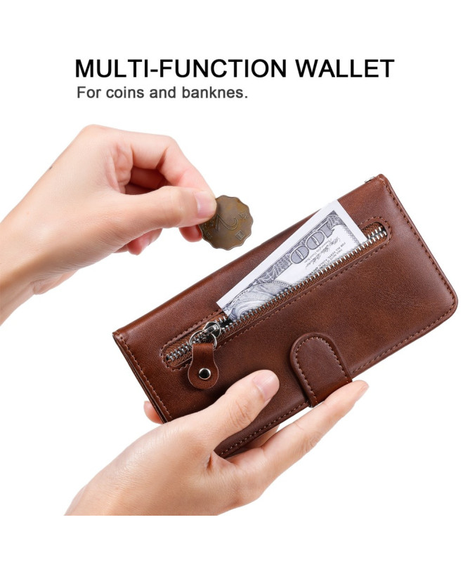 Housse iPhone 16 Pro Zipper Pocket effet cuir