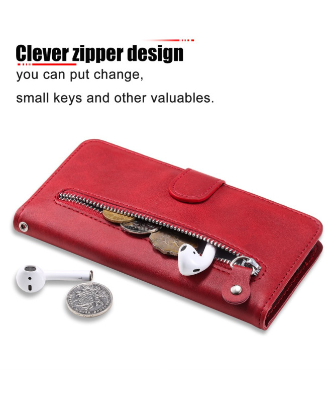 Housse iPhone 16 Pro Zipper Pocket effet cuir