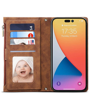 Housse iPhone 16 Pro Portefeuille à Lanière | Irène Marron - photo 2