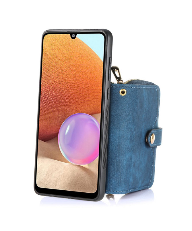 Coque Samsung Galaxy A56 5G à sangle, fermeture zippée et porte-cartes