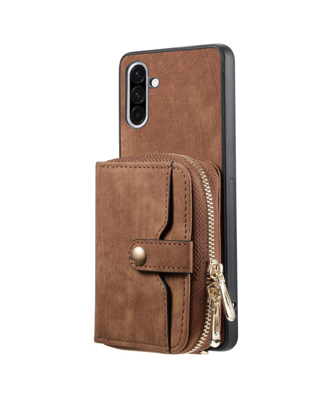 Coque Samsung Galaxy A56 5G à sangle, fermeture zippée et porte-cartes