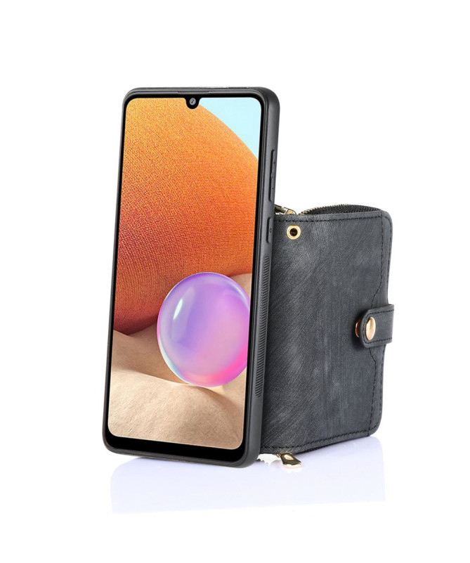 Coque Samsung Galaxy A56 5G à sangle, fermeture zippée et porte-cartes