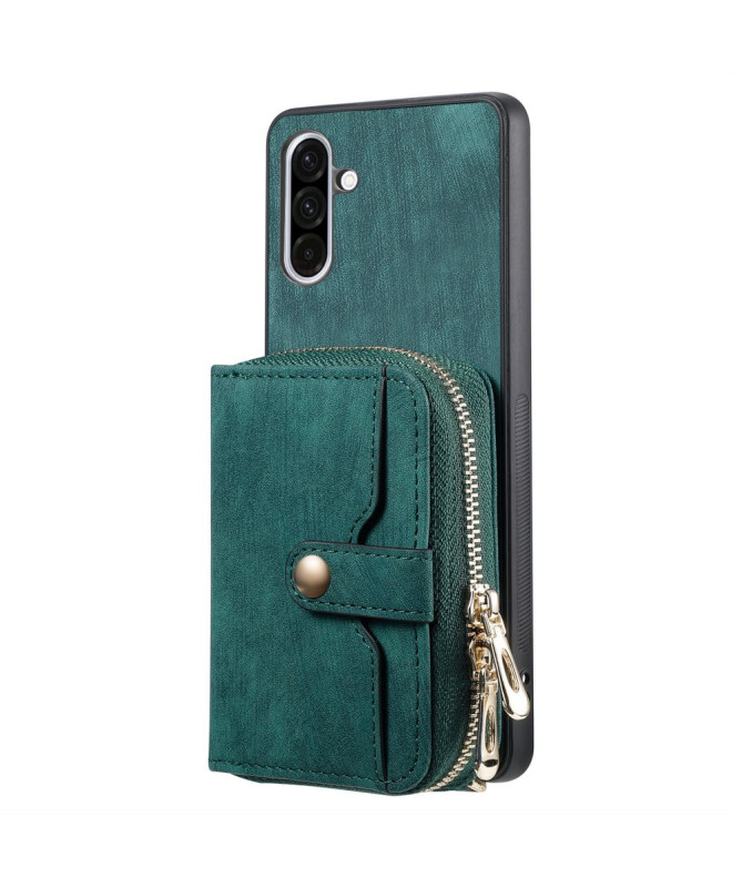Coque Samsung Galaxy A56 5G à sangle, fermeture zippée et porte-cartes