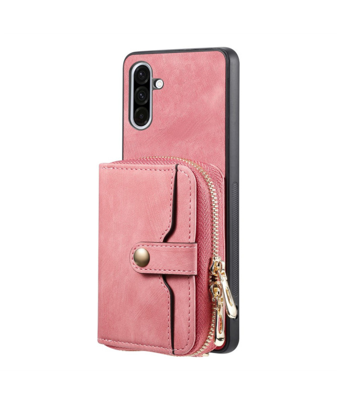 Coque Samsung Galaxy A56 5G à sangle, fermeture zippée et porte-cartes