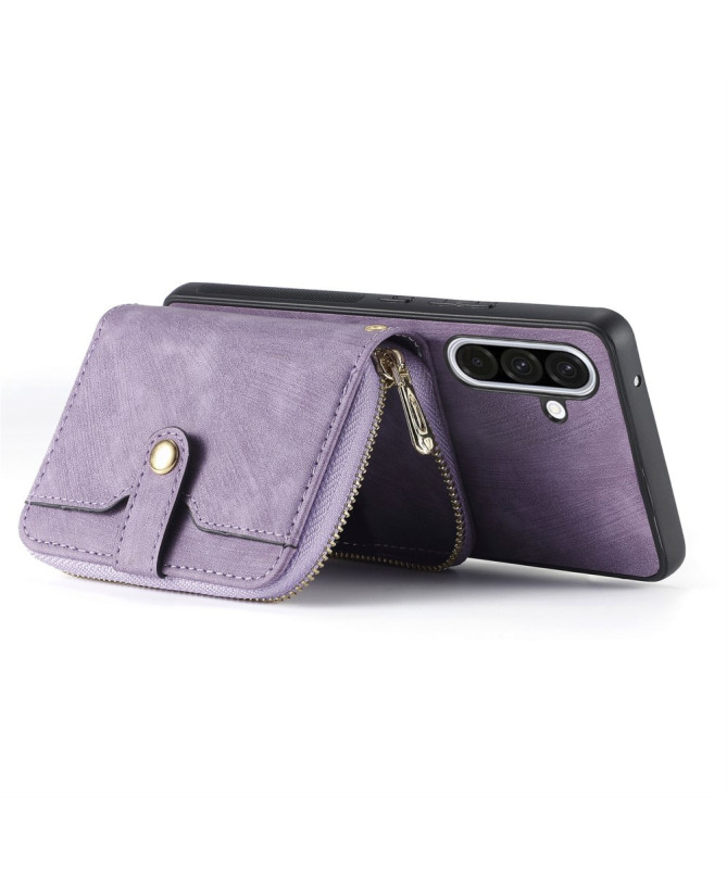 Coque Samsung Galaxy A56 5G à sangle, fermeture zippée et porte-cartes