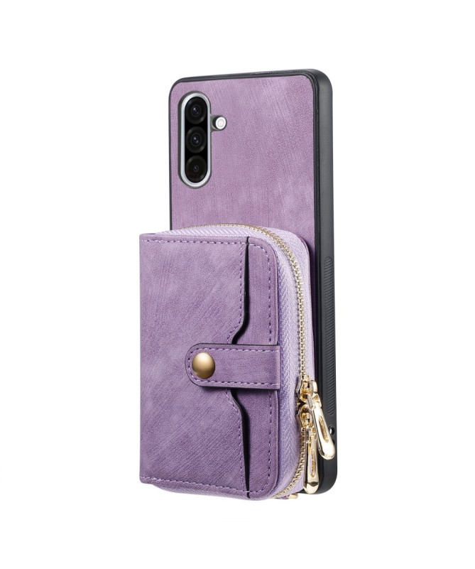 Coque Samsung Galaxy A56 5G à sangle, fermeture zippée et porte-cartes