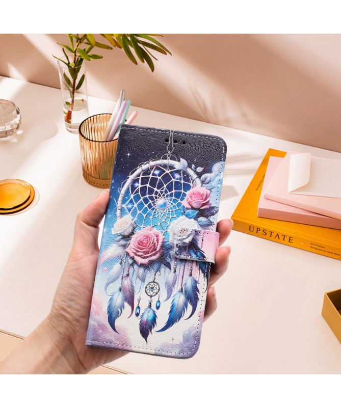 Housse Samsung Galaxy A56 5G, attrape-rêves et roses
