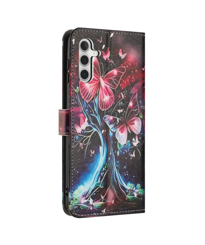 Housse Samsung Galaxy A56 5G, arbre lumineux et papillons