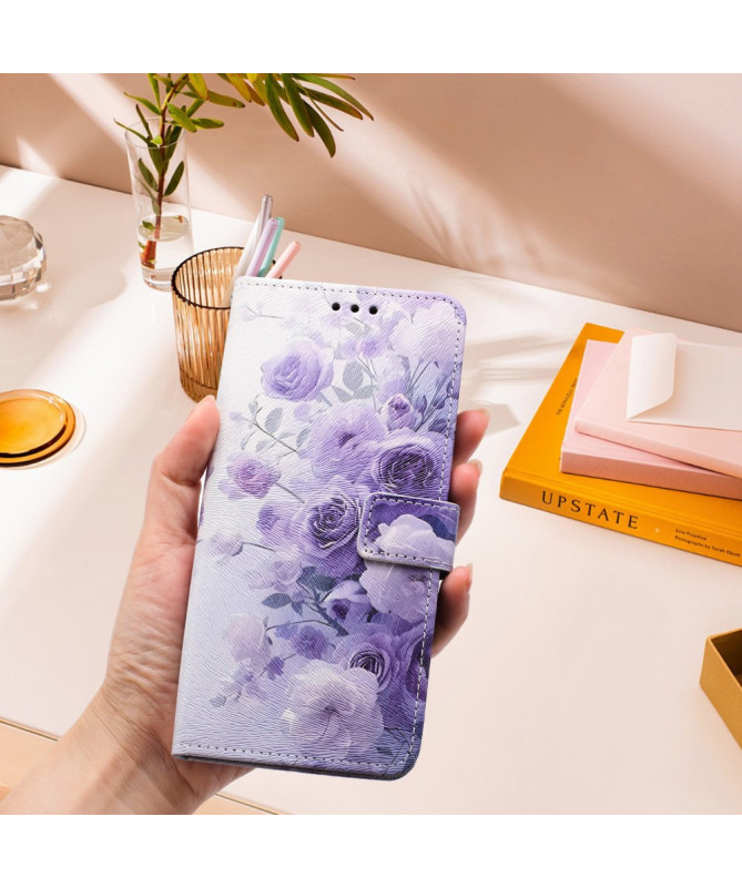 Housse Samsung Galaxy A56 5G, fleurs en dégradé violet