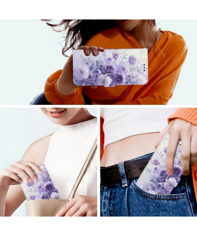 Housse Samsung Galaxy A56 5G, fleurs en dégradé violet