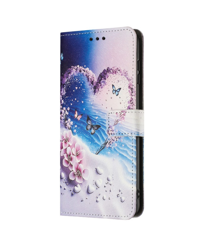 Housse Samsung Galaxy A56 5G, illustration cœur et papillons
