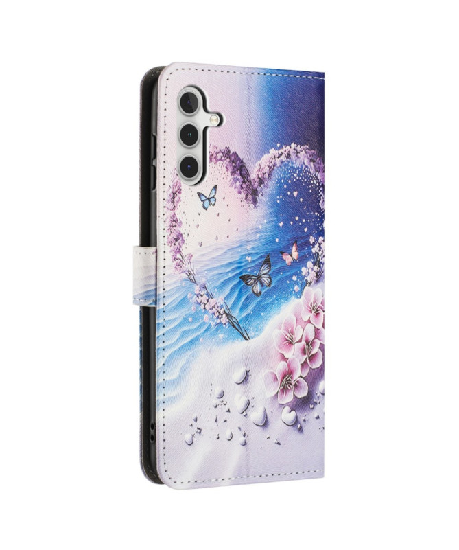 Housse Samsung Galaxy A56 5G, illustration cœur et papillons