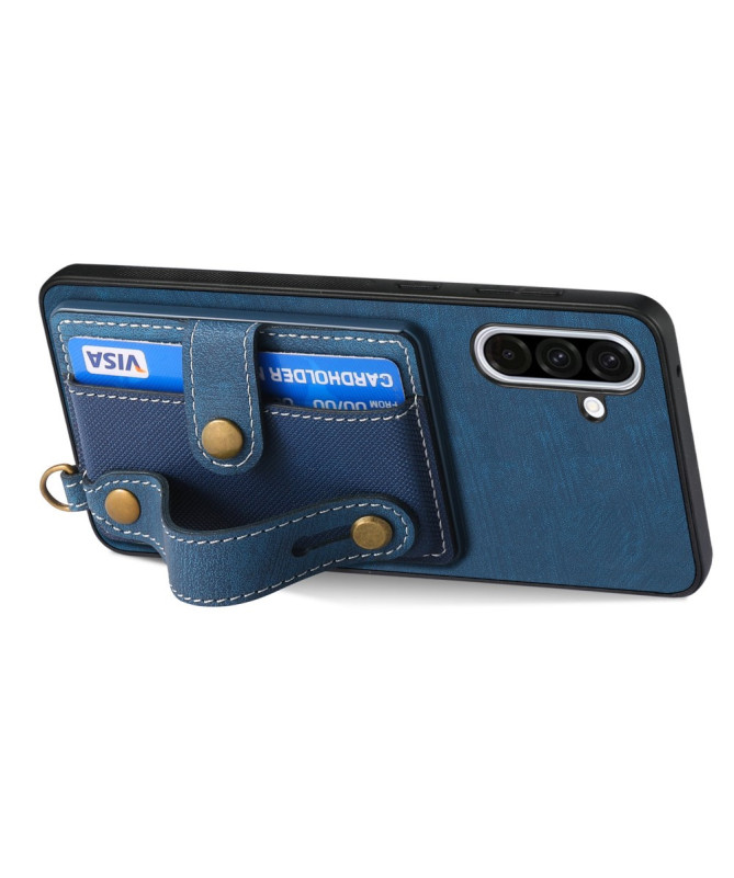 Coque Samsung Galaxy A56 5G rétro, porte-cartes et sangle support