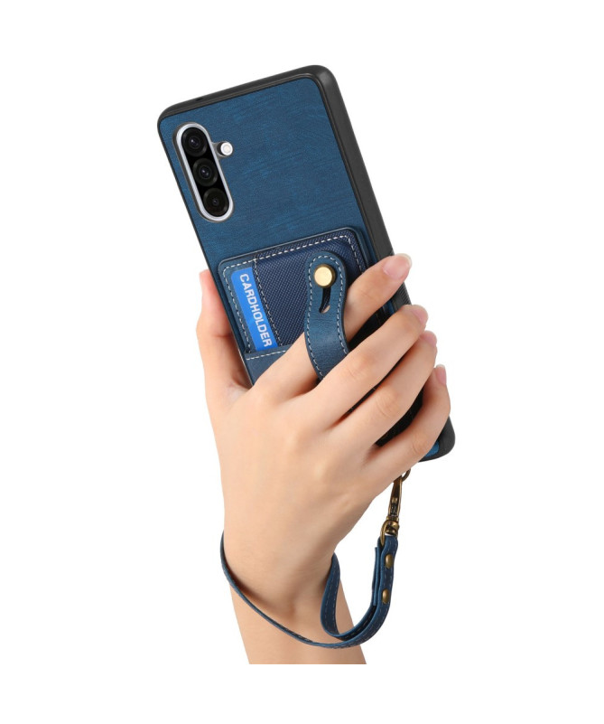 Coque Samsung Galaxy A56 5G rétro, porte-cartes et sangle support