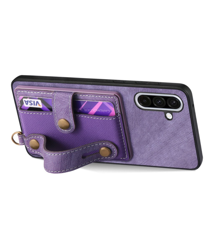 Coque Samsung Galaxy A56 5G rétro, porte-cartes et sangle support
