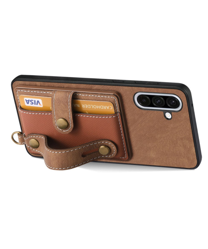 Coque Samsung Galaxy A56 5G rétro, porte-cartes et sangle support