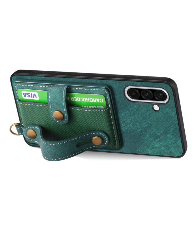 Coque Samsung Galaxy A56 5G rétro, porte-cartes et sangle support