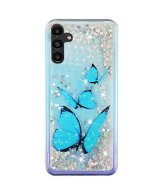 Coque Samsung Galaxy A56 5G Papillons Bleus Pailletés