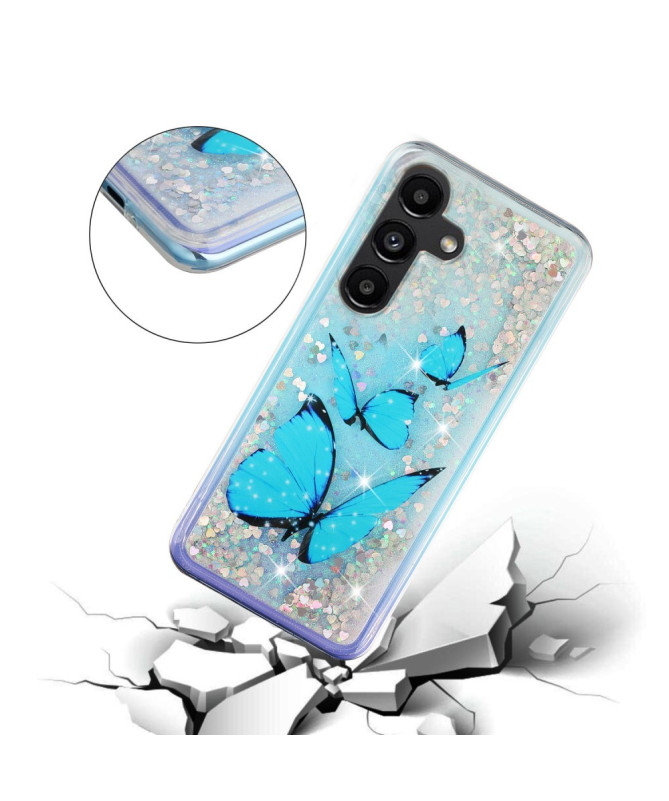 Coque Samsung Galaxy A56 5G Papillons Bleus Pailletés
