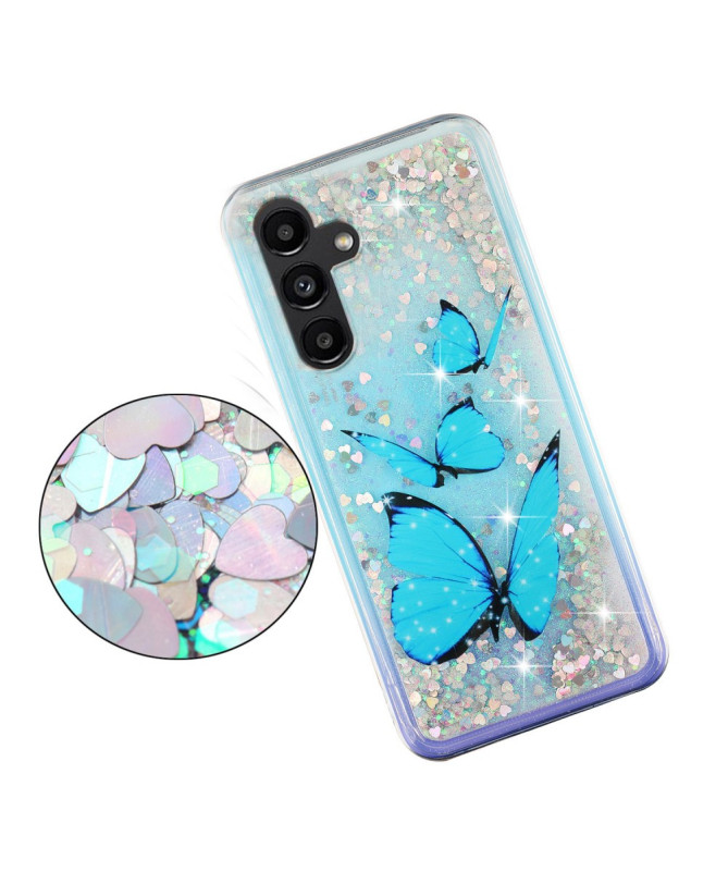 Coque Samsung Galaxy A56 5G Papillons Bleus Pailletés