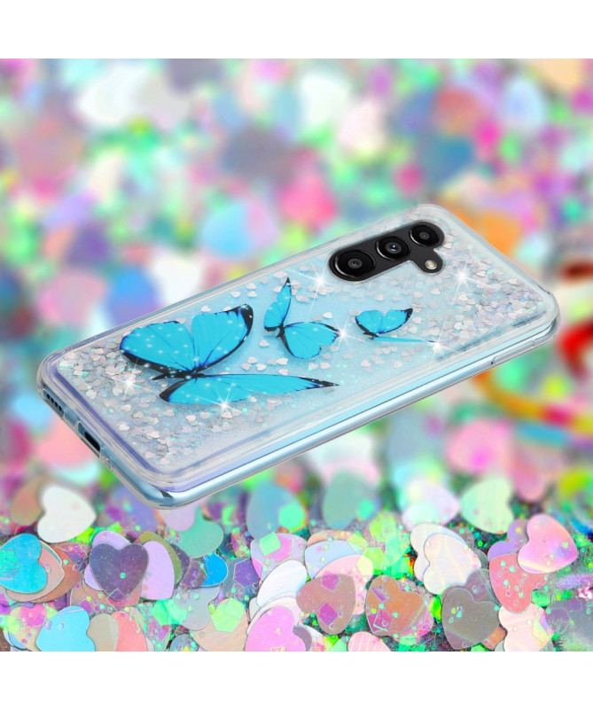 Coque Samsung Galaxy A56 5G Papillons Bleus Pailletés