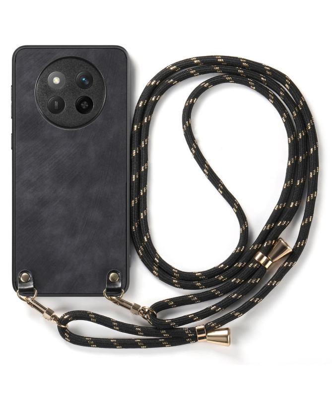 Coque Honor Magic 7 Lite effet carbone avec cordon bandoulière