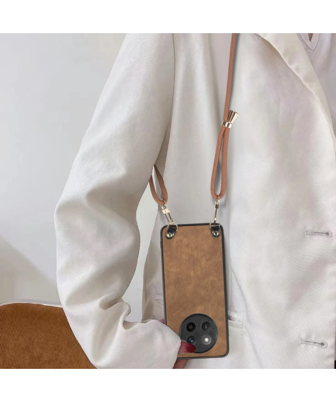 Coque Honor Magic 7 Lite effet carbone avec cordon bandoulière