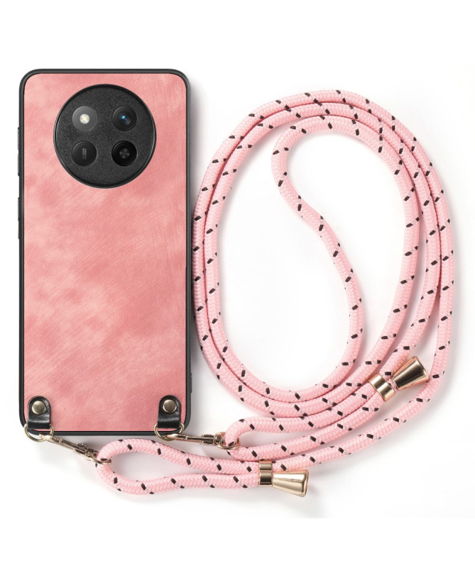 Coque Honor Magic 7 Lite effet carbone avec cordon bandoulière