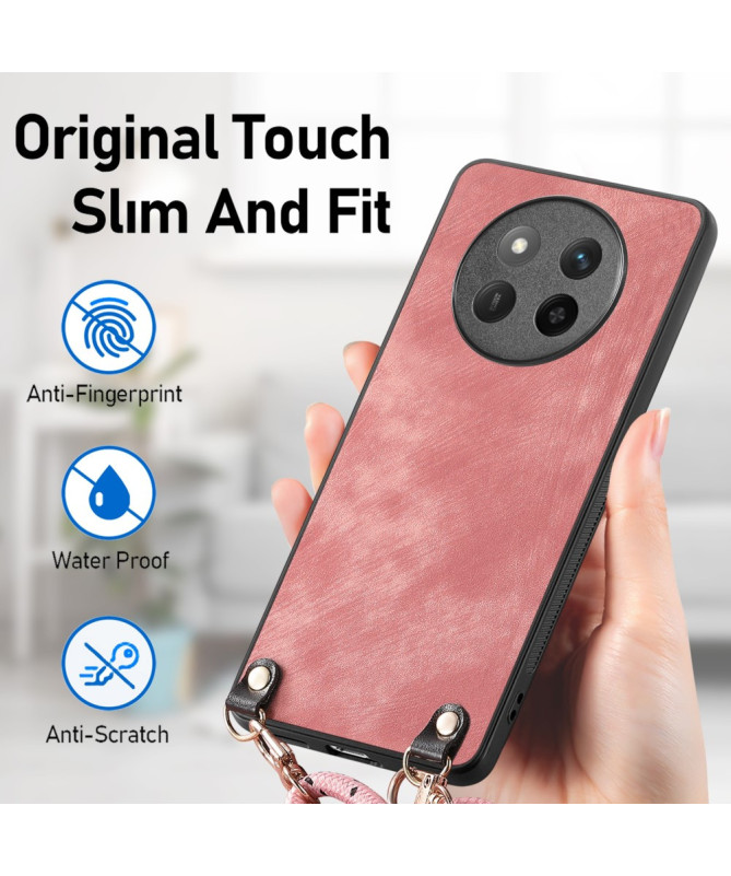 Coque Honor Magic 7 Lite effet carbone avec cordon bandoulière