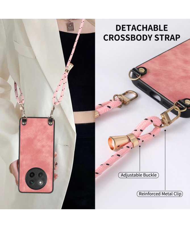 Coque Honor Magic 7 Lite effet carbone avec cordon bandoulière