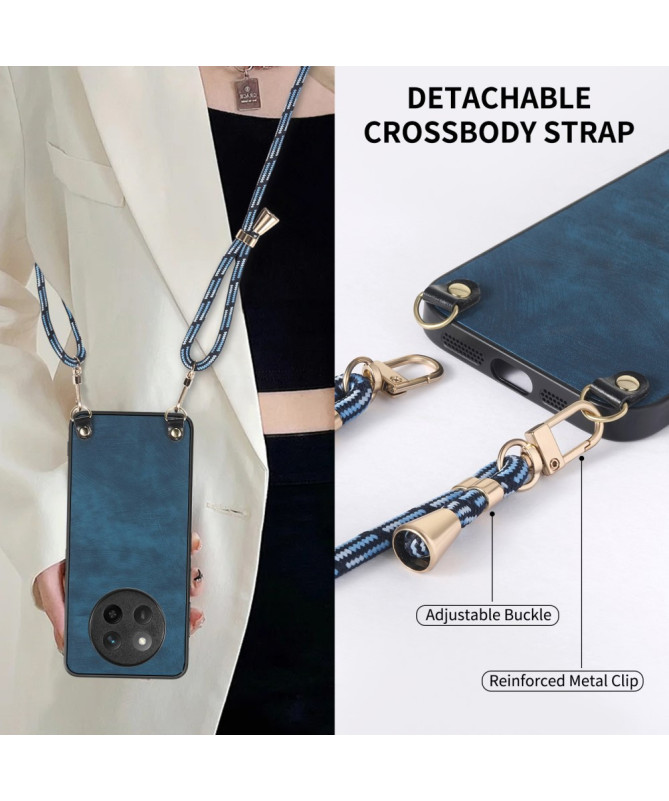 Coque Honor Magic 7 Lite effet carbone avec cordon bandoulière