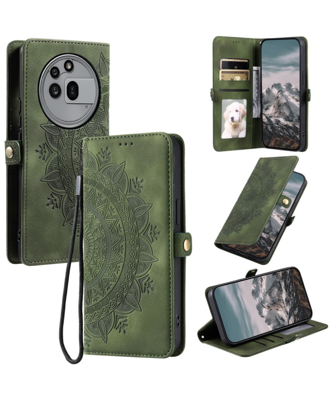 Housse Nothing Phone (3a) Pro Mandala avec Porte-Cartes et Dragonne
