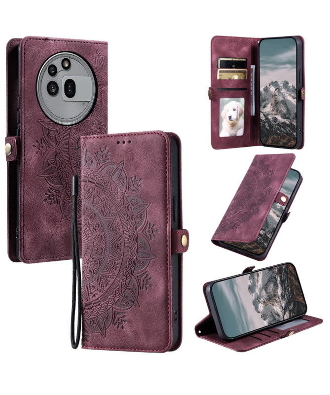 Housse Nothing Phone (3a) Pro Mandala avec Porte-Cartes et Dragonne